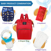 Baby Care Accessories Cloth Diaper, Inserts, Diaper Bag, Headbands, Nibbler (Set of 5)